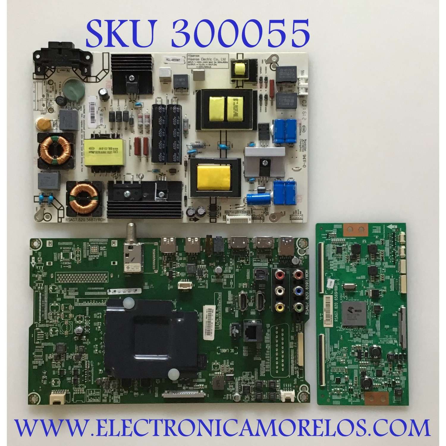 KIT DE TARJETAS HISENSE / MAIN 188945 / RSAG7.820.6591/ROH / 188942 / FUENTE 178971 / RSAG7.820.5687/ROH / HLL-4855WT / T-CON 188192 / RSAG7.820.6569/ROH / PANEL HD500DU-B52(100)S0\GM\ROH / MODELO 50H7C